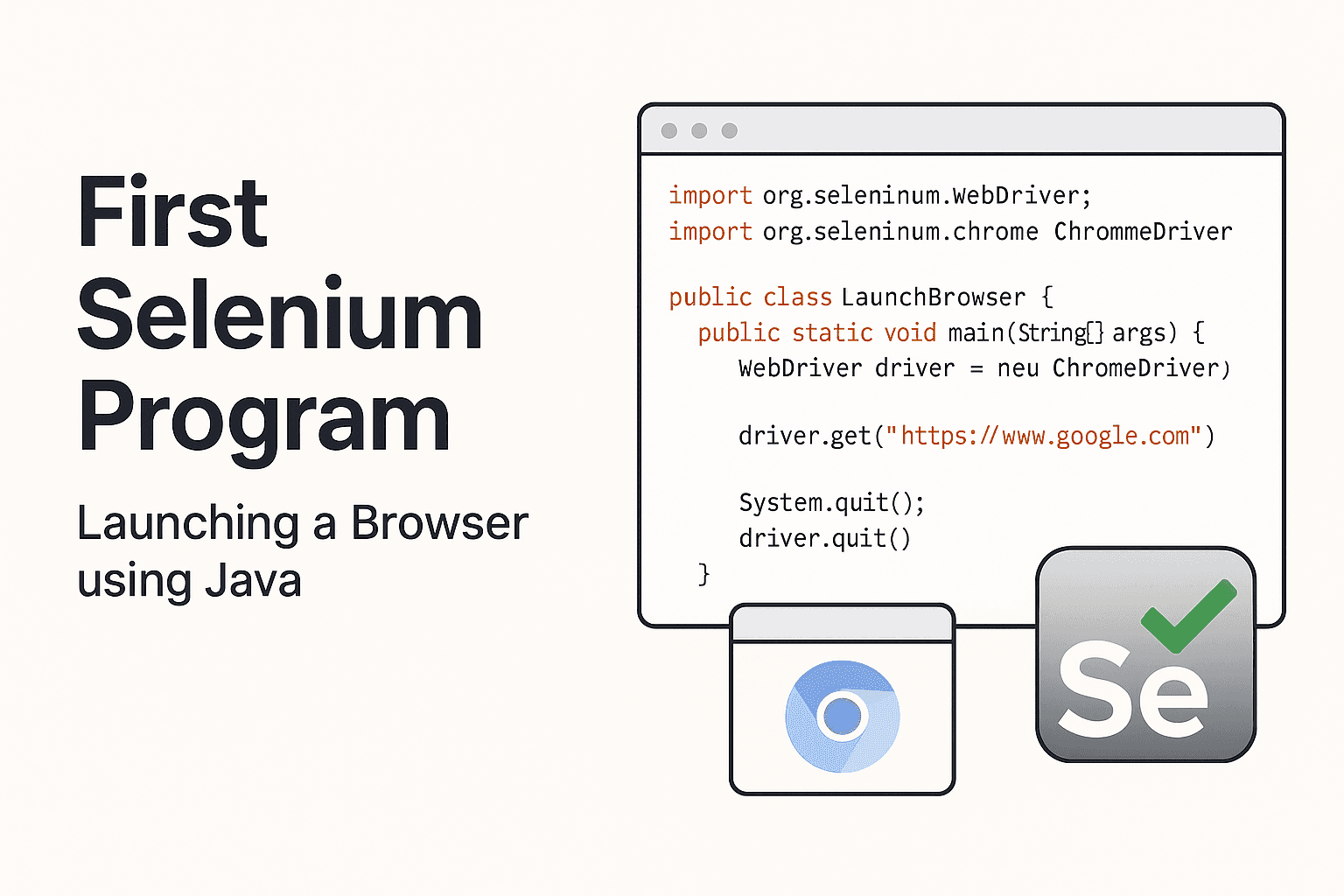 First Selenium Program: Launching a Browser using Java